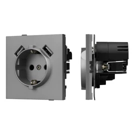 Фото #1 товара Механизм розетки с USB зарядкой SCT-TENDO-MUAA-PL-GR (230V, 16A) (Arlight, -)