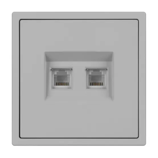 Фото #4 товара Механизм сдвоенной телефонной розетки SCT-NOBE-MTL2-SFPL-IS (RJ-11, 4C) (Arlight, Никель)