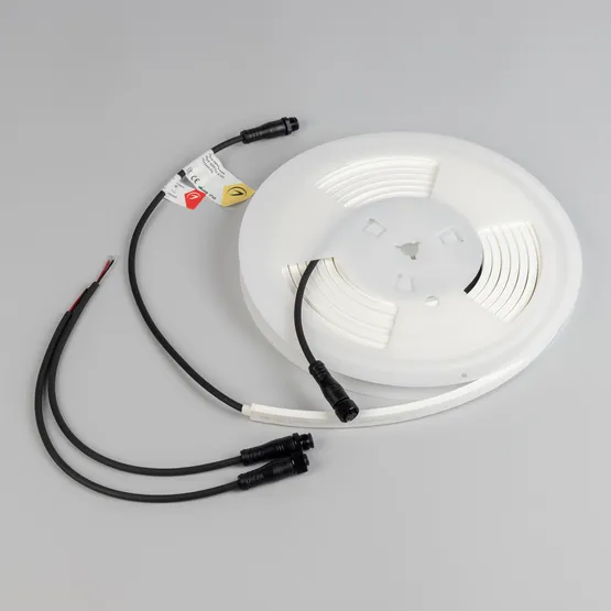 Фото #4 товара Светодиодная лента герметичная WAVE-SIDE-PU-A120-06x12mm 24V White5700 (8 W/m, IP68, 5m, wire x2) (Arlight, Вывод прямой, 3 года)