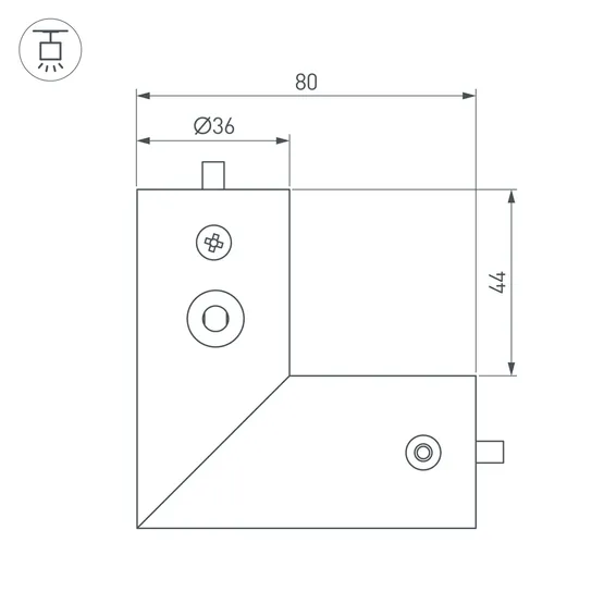 Фото #2 товара Соединитель профиля ROUND-D36-360-90 BLACK (Arlight, Алюминий)