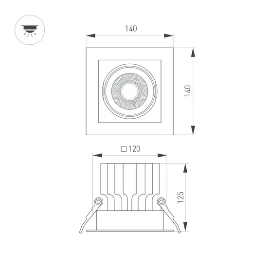 Фото #3 товара Светильник MS-VORTEX-BUILT-S140x140-30W Warm3000 (BK-BK, 17 deg, 230V) (Arlight, IP20 Металл, 5 лет)