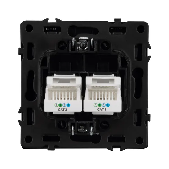 Фото #2 товара Механизм сдвоенной телефонной розетки SCT-NOBE-MTL2-SFPL-BK (RJ-11, 4C) (Arlight, Черный оникс)