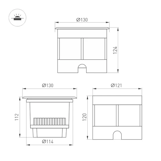 Фото #2 товара Светильник LTD-DAFNA-GROUND-R130-11W Warm3000 (SL, 20 deg, 230V) (Arlight, IP67 Металл, 5 лет)