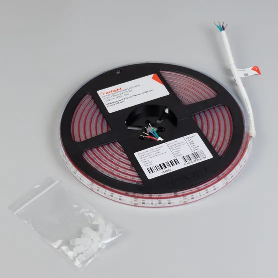 Фото #4 товара Светодиодная лента герметичная DOT-PFS-X120-12mm 24V RGB (14 W/m, IP68, 5m) (Arlight, 5 лет)
