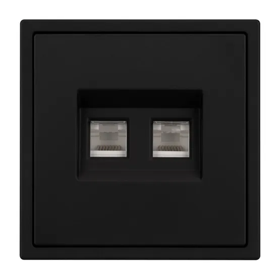 Фото #4 товара Механизм сдвоенной телефонной розетки SCT-NOBE-MTL2-SFPL-BK (RJ-11, 4C) (Arlight, Черный оникс)