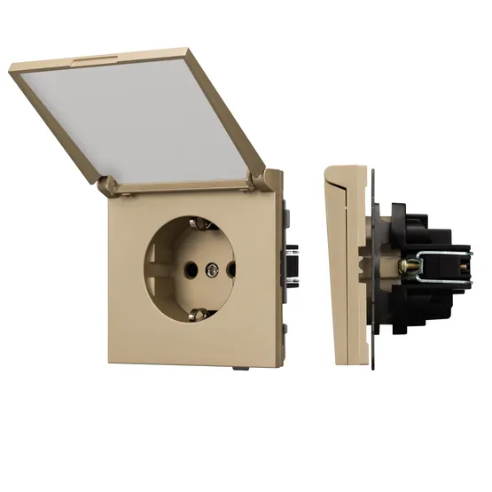 Фото #1 товара Механизм розетки влагозащищённый SCT-TENDO-MCP-SFPL-GD (230V, 16A) (Arlight, -)