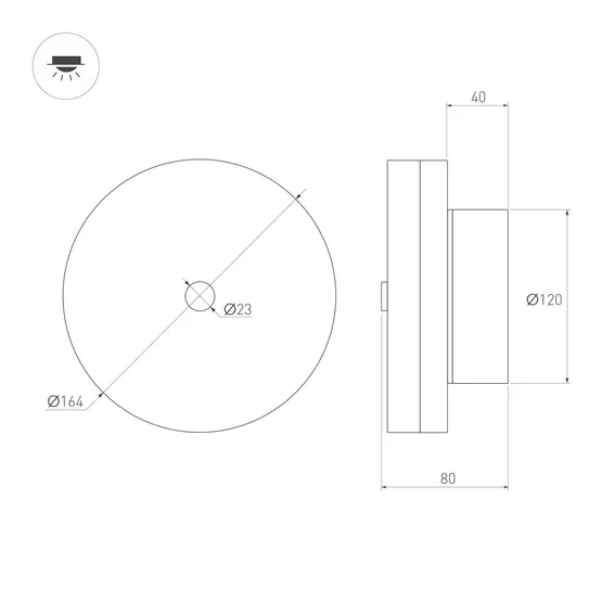 Фото #3 товара Светильник SP-MENTA-WALL-R165-12W Warm2700 (BK, 130 deg, 230V) (Arlight, IP20 Мрамор, 5 лет)