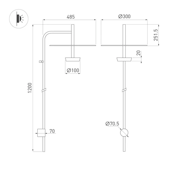 Фото #3 товара Светильник SP-CAMPANA-WALL-L1200-9W Warm3000 (BK, 130 deg, 230V) (Arlight, IP20 Металл, 5 лет)