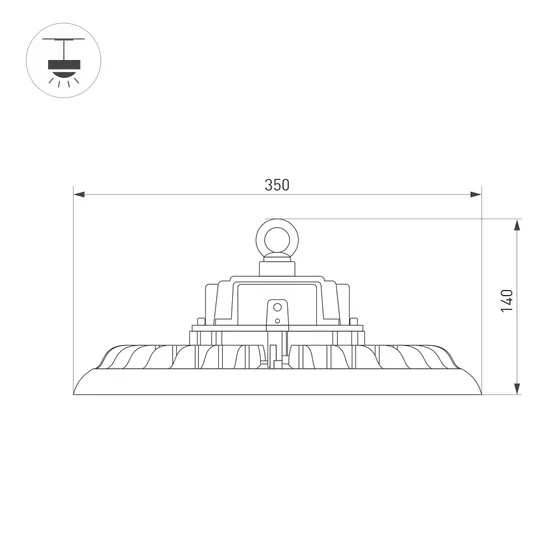 Фото #4 товара Светильник SP-ARIVA-MOTION-R350-200W White5000 (BK, 90 deg, 230V) (Arlight, IP65 Металл, 5 лет)