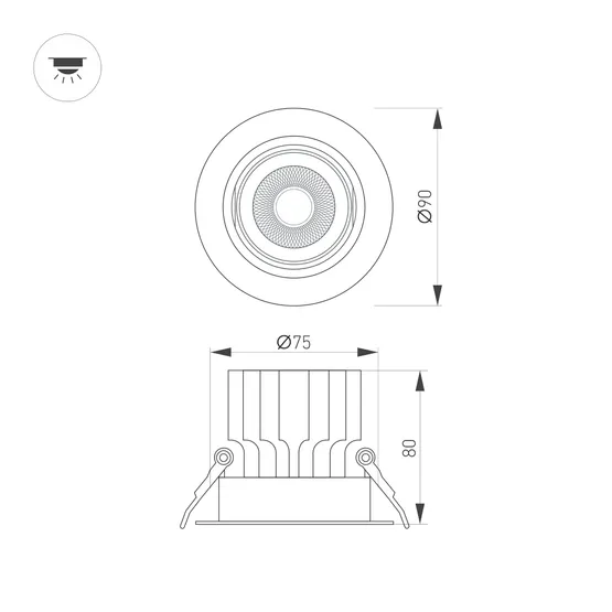 Фото #3 товара Светильник MS-VORTEX-BUILT-R90-12W Warm3000 (BK-BK, 40 deg, 230V) (Arlight, IP20 Металл, 5 лет)