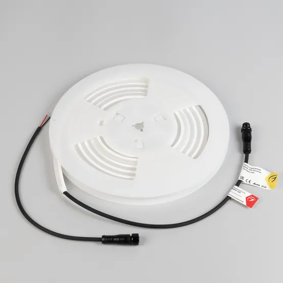 Фото #3 товара Светодиодная лента герметичная WAVE-TOP-PU-A144-10x10mm 24V Warm3500 (5 W/m, IP68, 3m, wire x1) (Arlight, Вывод боковой, 3 года)
