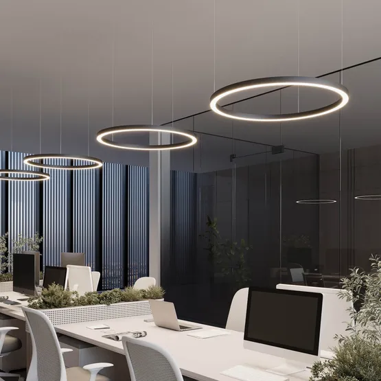 Фото #2 товара Светильник SP-CIRCLE-HANG-O3535-D1000-60W Warm3000 (RAL9005, 120 deg, 230V) IP40 LED (Arlight, Алюминий)