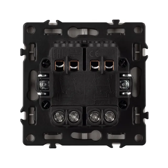 Фото #3 товара Механизм выключателя двухклавишный перекрёстный SWT-NOBE-MKX2-SFPL-IS (230V, 10A) (Arlight, Никель)