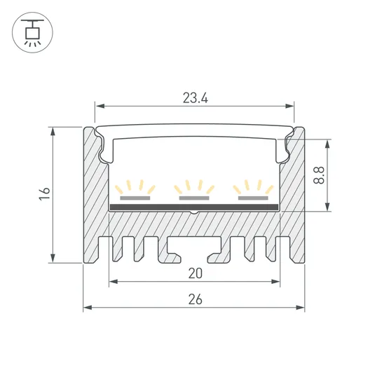 Фото #3 товара Профиль ARH-LINE-1726-2000 ANOD (Arlight, Алюминий)